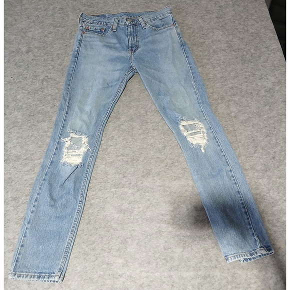 Levis 510 Skinny Fit Jeans Mens Size 29x30 Distressed Ripped Light Wash Denim - Picture 1 of 8
